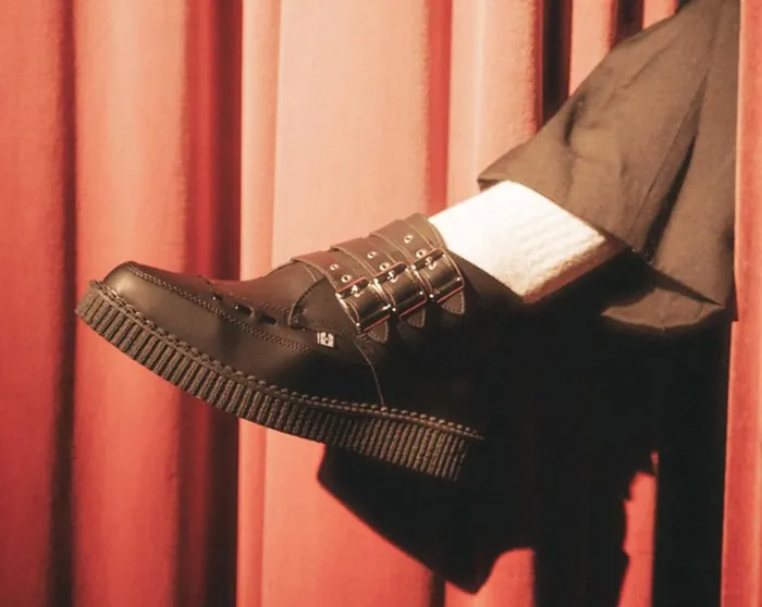 Black Vegan TUKskin 3Buckle Strap Pointed Toe Creeper Boots Men TUK Shoes Vegan Black Vegan TUKskin 3Buckle Strap Pointed Toe Creeper Boots Men TUK Shoes Vegan