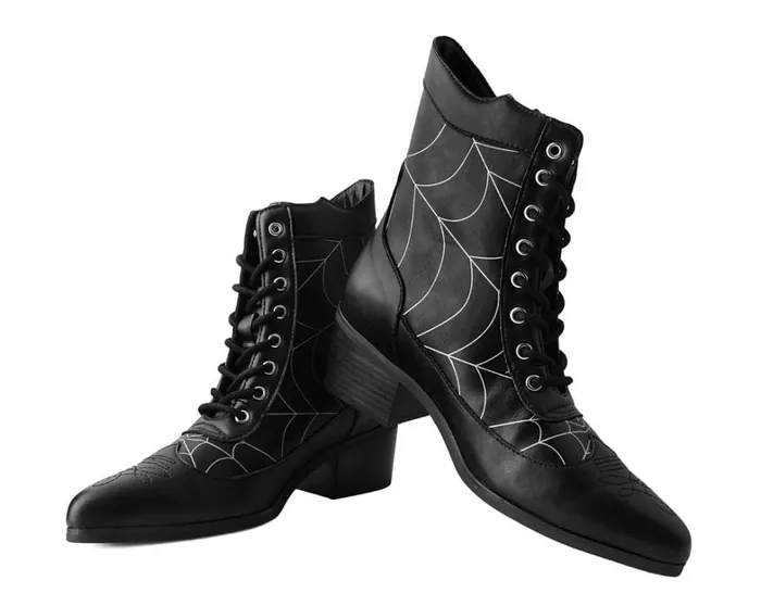 Black Victorian 8Eye Spiderweb Pointed Anarchic Heel Women TUK Shoes Boots Black Victorian 8Eye Spiderweb Pointed Anarchic Heel Women TUK Shoes Boots