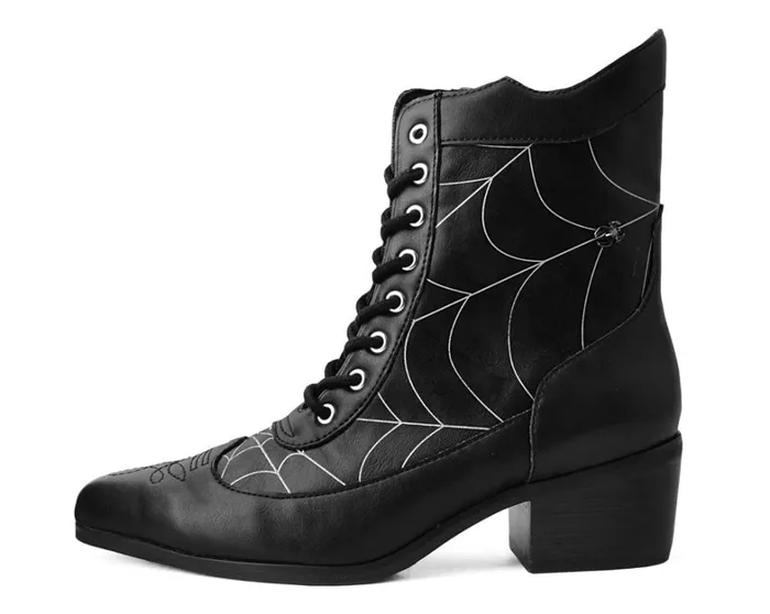 Black Victorian 8Eye Spiderweb Pointed Anarchic Heel Women TUK Shoes Boots Black Victorian 8Eye Spiderweb Pointed Anarchic Heel Women TUK Shoes Boots