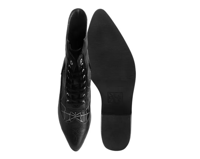 Black Victorian 8Eye Spiderweb Pointed Anarchic Heel Women TUK Shoes Vegan Black Victorian 8Eye Spiderweb Pointed Anarchic Heel Women TUK Shoes Vegan