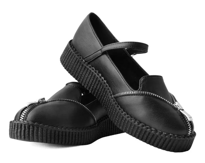 Black Zipper Viva Low Mary Jane Women TUK Shoes Mary Janes Black Zipper Viva Low Mary Jane Women TUK Shoes Mary Janes