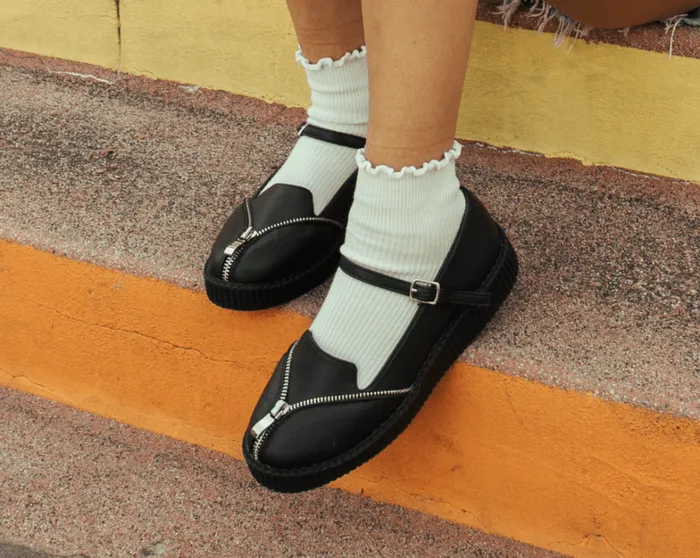 Black Zipper Viva Low Mary Jane Women TUK Shoes Mary Janes Black Zipper Viva Low Mary Jane Women TUK Shoes Mary Janes