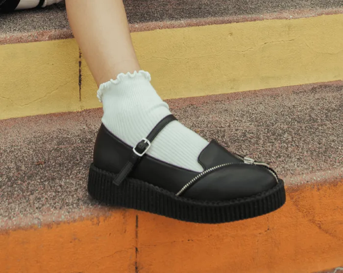 Black Zipper Viva Low Mary Jane Women TUK Shoes Mary Janes Black Zipper Viva Low Mary Jane Women TUK Shoes Mary Janes