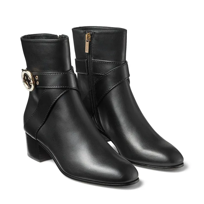 Blanka 40 Black Smooth Leather Ankle Boots With Buckle Black Women JIMMY CHOO Boots