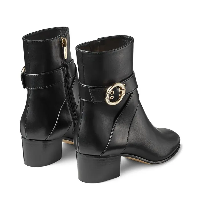 Blanka 40 Black Smooth Leather Ankle Boots With Buckle Black Women JIMMY CHOO Boots