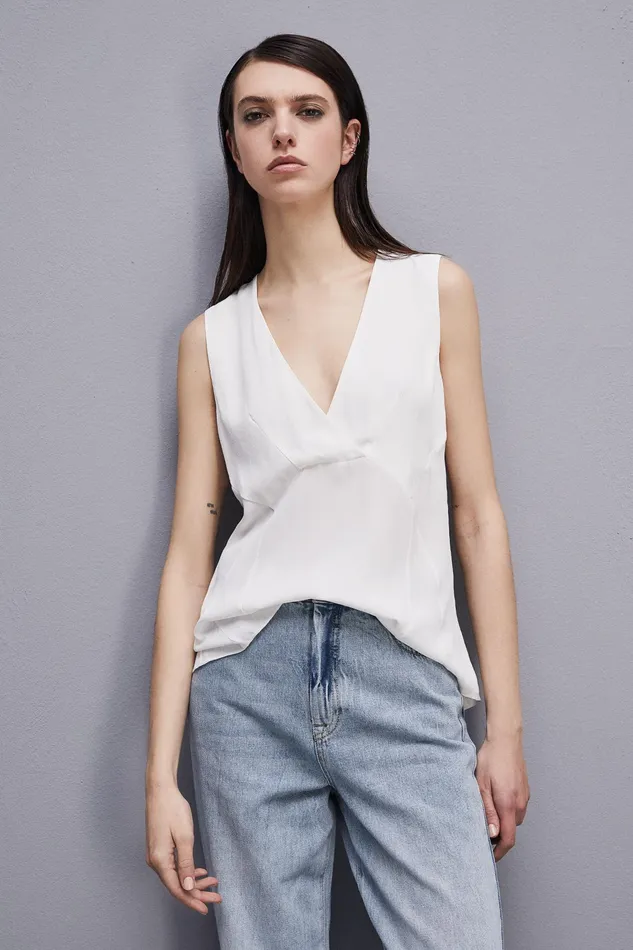 Blouses Women Patrizia Pepe Essential Sleeveless Top Bianco