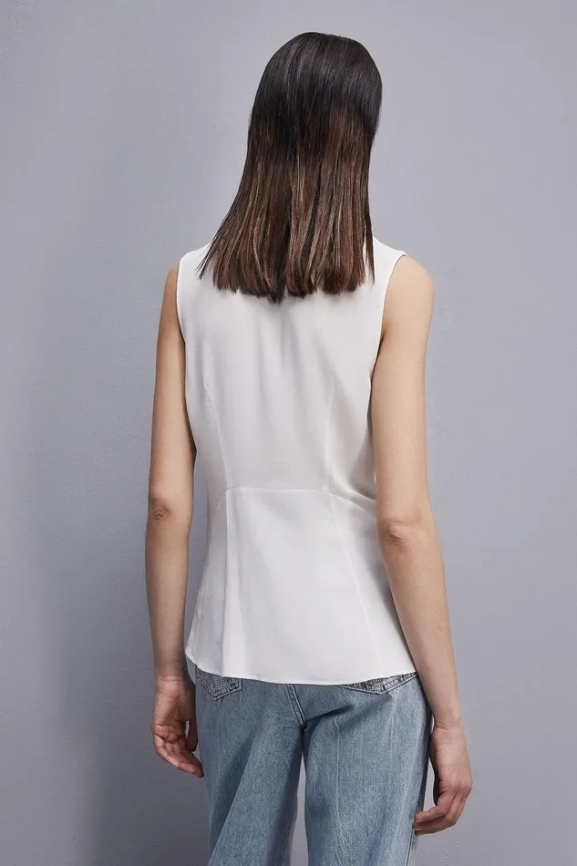 Blouses Women Patrizia Pepe Essential Sleeveless Top Bianco