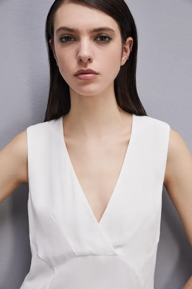 Blouses Women Patrizia Pepe Essential Sleeveless Top Bianco