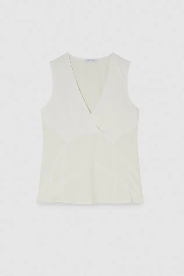 Blouses Women Patrizia Pepe Essential Sleeveless Top Bianco