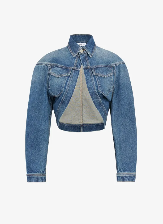 Blue Denim Cardi Jacket Women Alaa Coats and Jackets