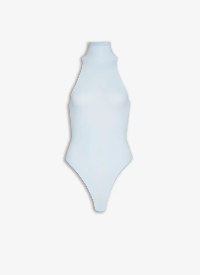 Blue Fitted Body In Fine Knit Women Alaa Bodysuits and Leggings