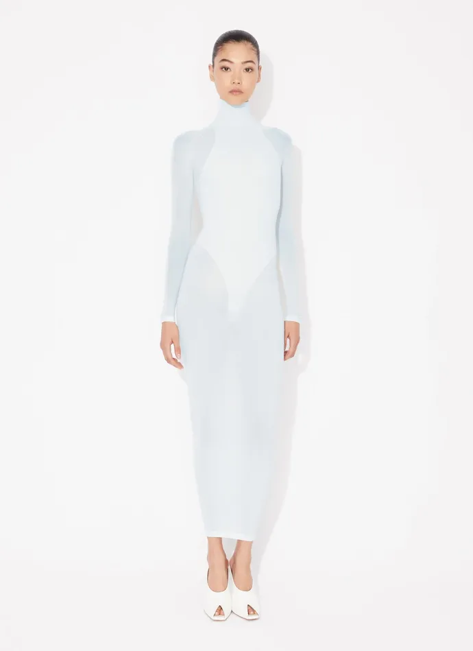 Blue Fitted Body In Fine Knit Women Alaa Bodysuits and Leggings