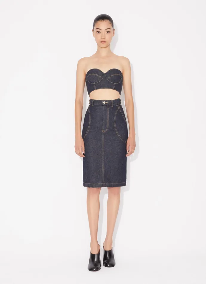 Blue PENCIL DENIM SKIRT Women Alaa Skirts