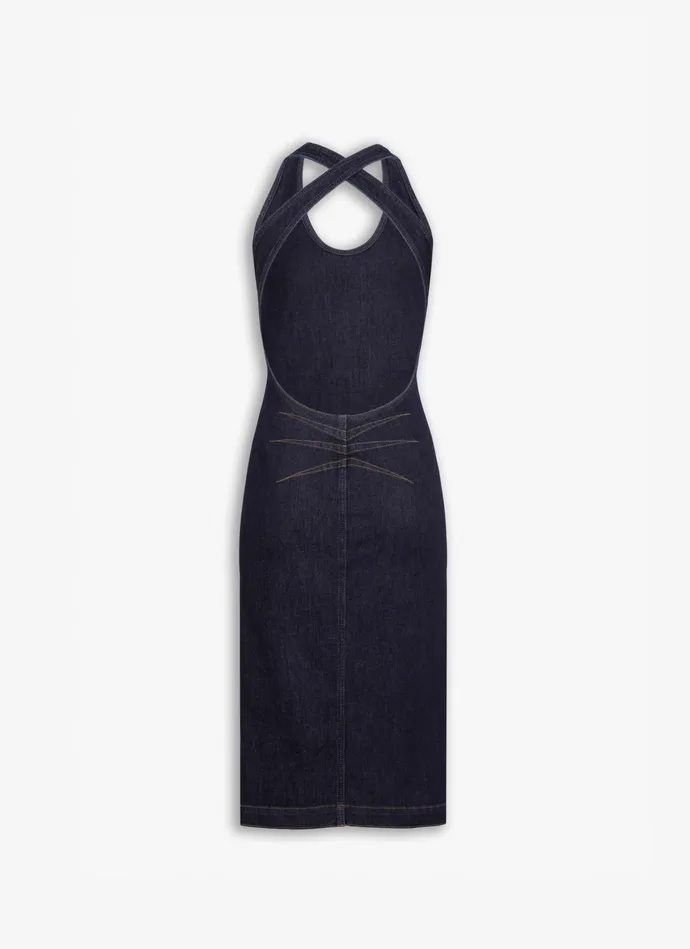 Blue SCULPTING DENIM DRESS Women Alaa Denim