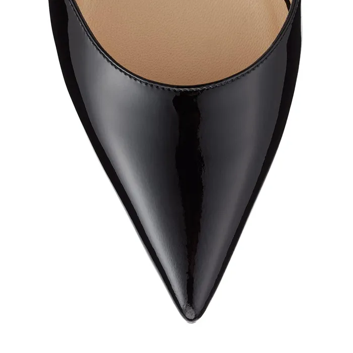 Bobbie 100 Black Patent Leather Pointy Toe Pumps With Crystal Strap Black Women JIMMY CHOO Pumps