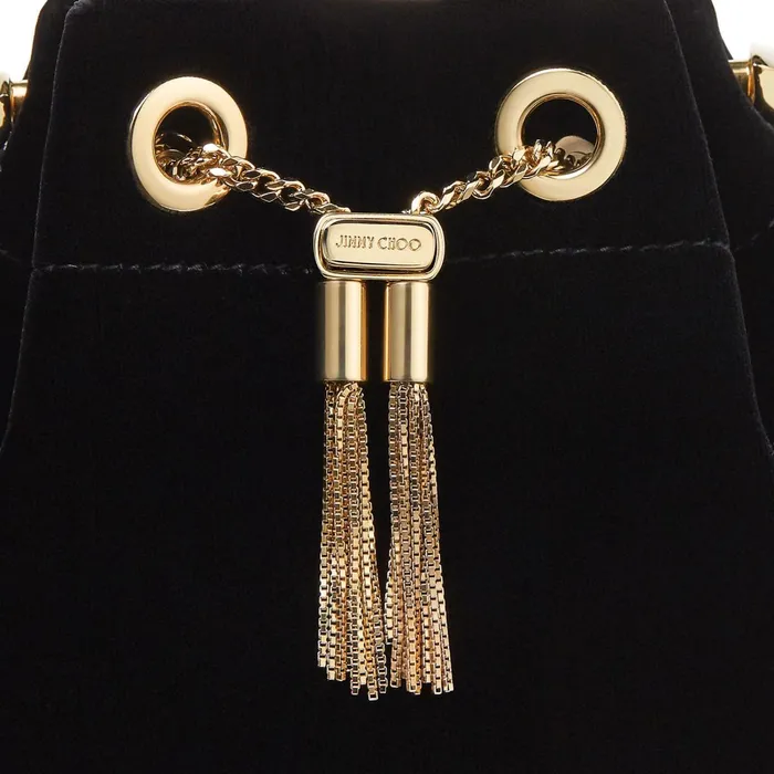 Bon Bon Black Velvet Bag With Metal Handle Black Women JIMMY CHOO Clutch Bags
