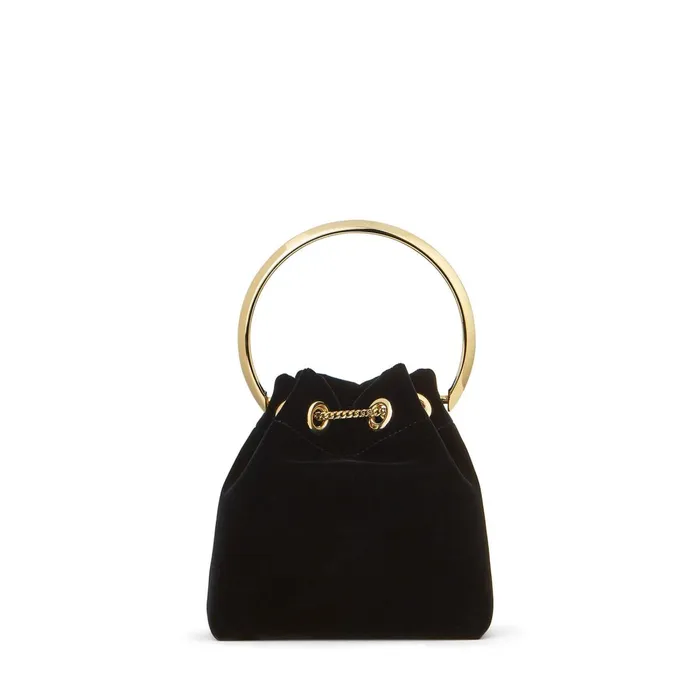 Bon Bon Black Velvet Bag With Metal Handle Black Women JIMMY CHOO Clutch Bags