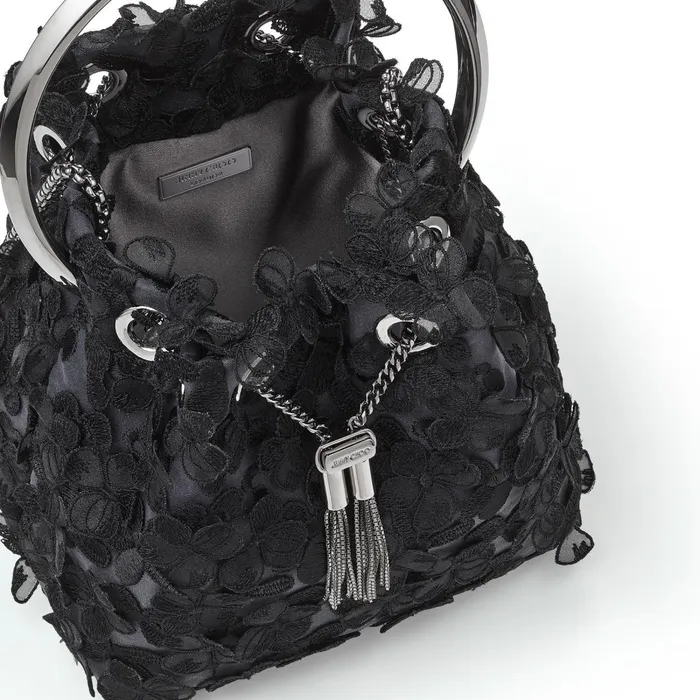 Bon Bon Dusk And Black Floral 3D Lace Bag With Metal Handle Duskblack Women JIMMY CHOO Evening Bags
