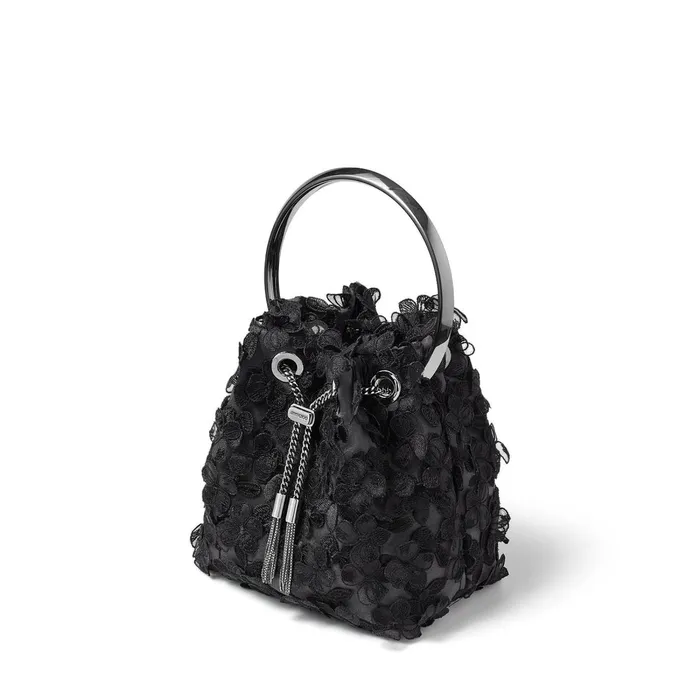 Bon Bon Dusk And Black Floral 3D Lace Bag With Metal Handle Duskblack Women JIMMY CHOO Evening Bags