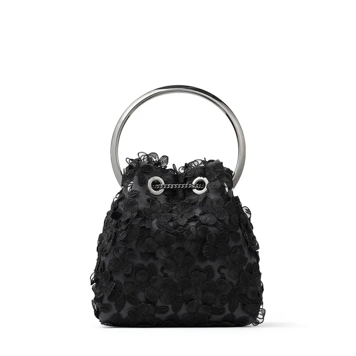 Bon Bon Dusk And Black Floral 3D Lace Bag With Metal Handle Duskblack Women JIMMY CHOO Evening Bags