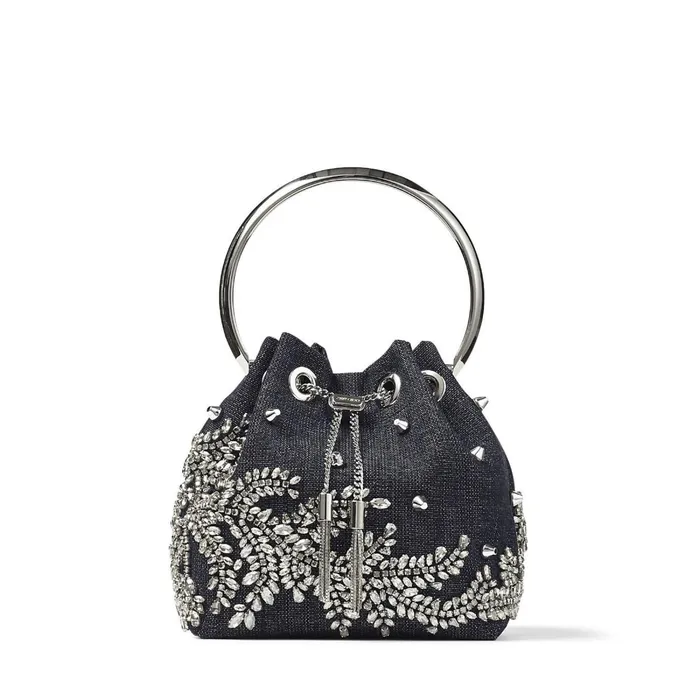 Bon Bon Indigo Denim Handbag With Crystal Embroidery Indigo Women JIMMY CHOO Evening Bags Bon Bon Indigo Denim Handbag With Crystal Embroidery Indigo Women JIMMY CHOO Evening Bags