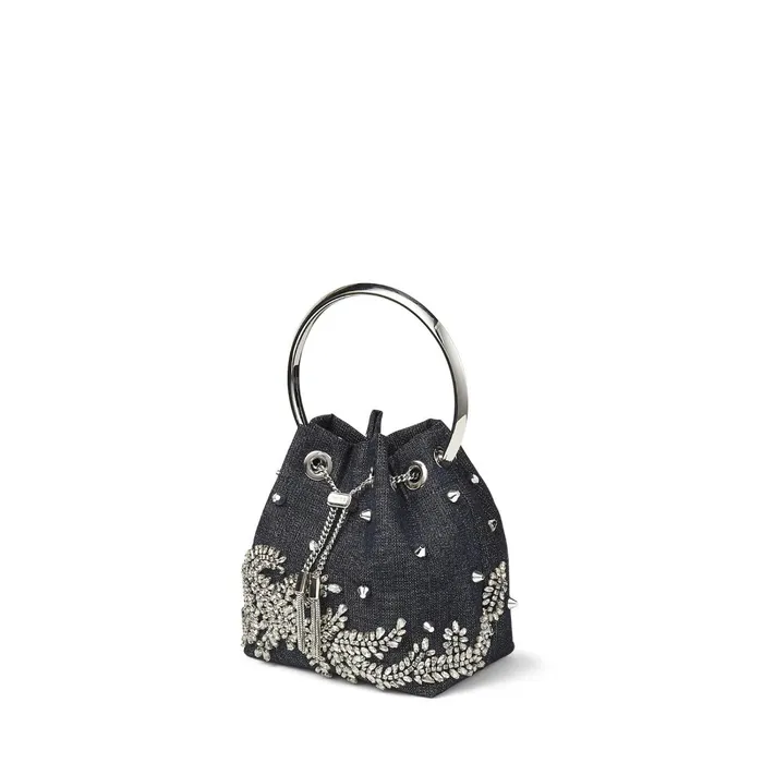 Bon Bon Indigo Denim Handbag With Crystal Embroidery Indigo Women JIMMY CHOO Evening Bags Bon Bon Indigo Denim Handbag With Crystal Embroidery Indigo Women JIMMY CHOO Evening Bags