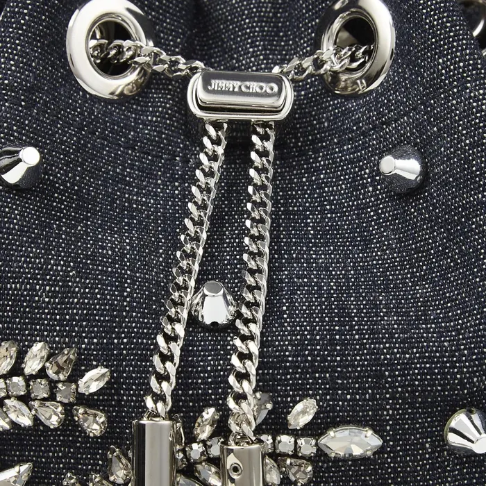 Bon Bon Indigo Denim Handbag With Crystal Embroidery Indigo Women JIMMY CHOO Evening Bags Bon Bon Indigo Denim Handbag With Crystal Embroidery Indigo Women JIMMY CHOO Evening Bags