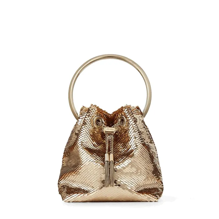 Bon Bon RoseGold Micro Paillettes Handbag With Metal Bracelet Handle Rose Gold Women JIMMY CHOO Evening Bags Bon Bon RoseGold Micro Paillettes Handbag With Metal Bracelet Handle Rose Gold Women JIMMY CHOO Evening Bags