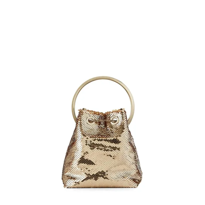 Bon Bon RoseGold Micro Paillettes Handbag With Metal Bracelet Handle Rose Gold Women JIMMY CHOO Evening Bags