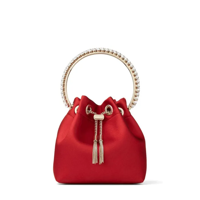 Bon Bon Royal Red Satin Bag With Crystal Handle Royal Red Women JIMMY CHOO Evening Bags Bon Bon Royal Red Satin Bag With Crystal Handle Royal Red Women JIMMY CHOO Evening Bags