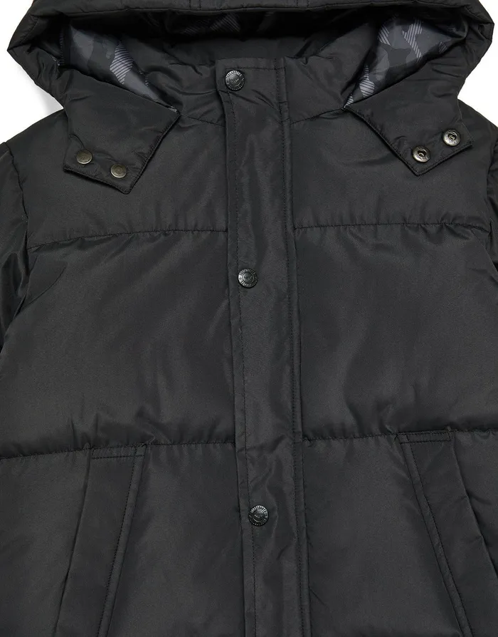 Boys Black Longline Padded Puffer Jacket Black Threadbare Jackets and Coats