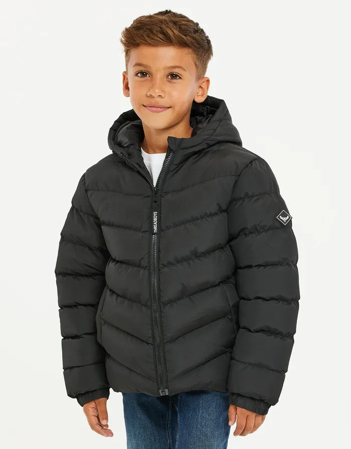 Boys Black Puffer Jacket Black Threadbare Jackets and Coats