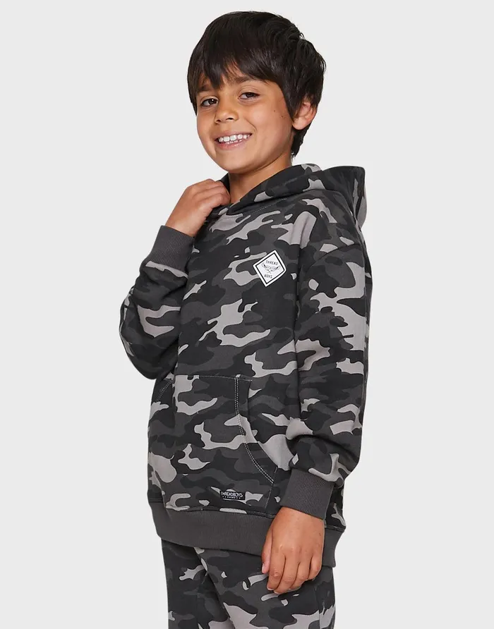 Boys Grey Camo Hoodie Grey Threadbare Hoodies