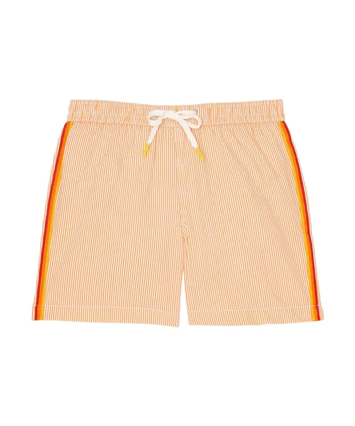 Boys Hartford Clothing Orange Seersucker Achille Kids Swim Shorts