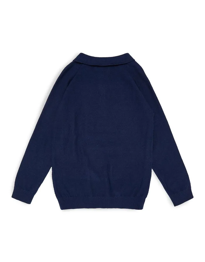 Boys Navy Knitted Polo Jumper Navy Threadbare Knitwear Boys Navy Knitted Polo Jumper Navy Threadbare Knitwear