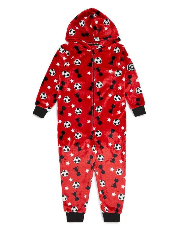 Boys Red Plush Onesie Red Threadbare Loungewear Boys Red Plush Onesie Red Threadbare Loungewear