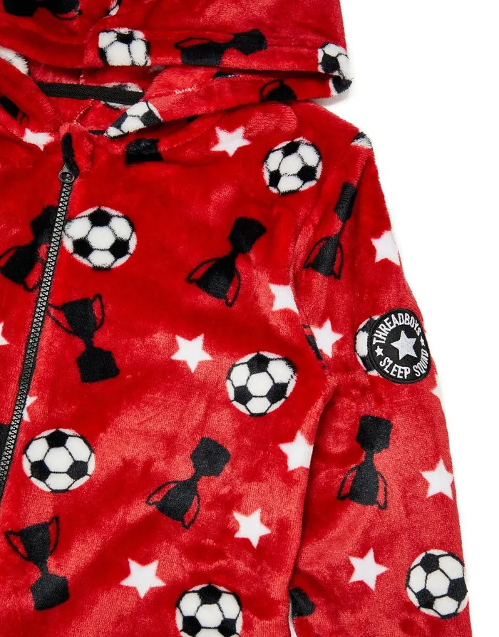 Boys Red Plush Onesie Red Threadbare Loungewear Boys Red Plush Onesie Red Threadbare Loungewear