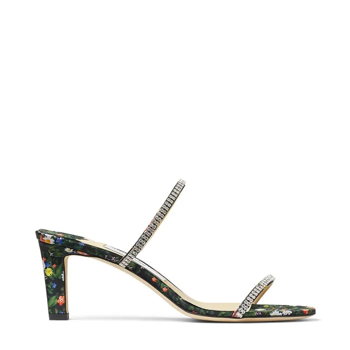 Brea 65 Multicolour DitsyPrint Silk Sandals With CrystalEmbellished Straps Multicrystal Women JIMMY CHOO Mules Brea 65 Multicolour DitsyPrint Silk Sandals With CrystalEmbellished Straps Multicrystal Women JIMMY CHOO Mules