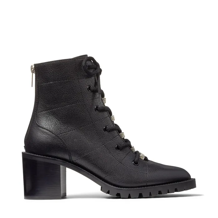 Bren 65 Black Grained Leather Ankle Boots With Crystal Trim Blacksilver Women JIMMY CHOO Boots Bren 65 Black Grained Leather Ankle Boots With Crystal Trim Blacksilver Women JIMMY CHOO Boots
