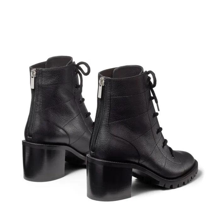 Bren 65 Black Grained Leather Ankle Boots With Crystal Trim Blacksilver Women JIMMY CHOO Boots