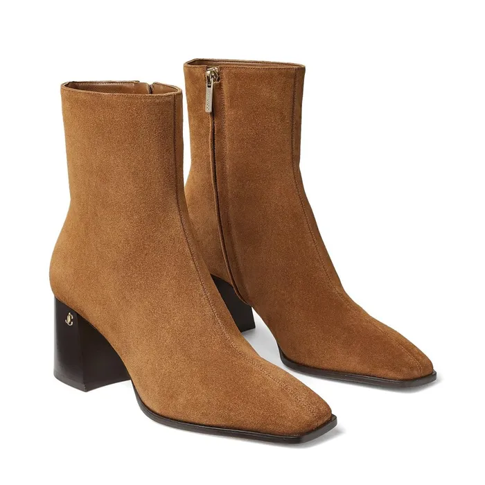 Bryelle 65 Clove Suede Block Heel Ankle Boots With Jc Emblem Clove Women JIMMY CHOO Boots