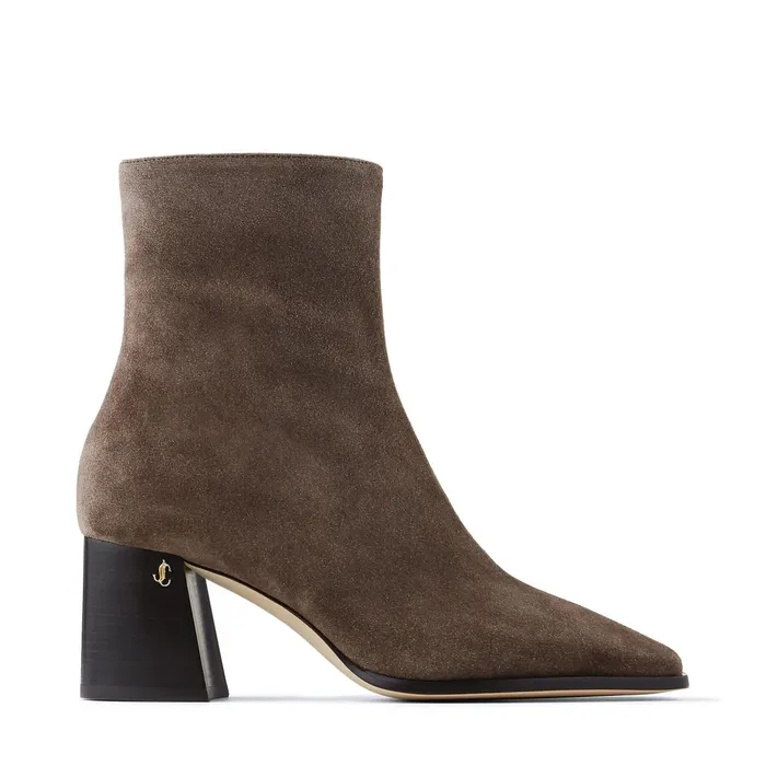 Bryelle 65 Mink Velvet Suede Block Heel Ankle Boots With Jc Emblem Mink Women JIMMY CHOO Boots Bryelle 65 Mink Velvet Suede Block Heel Ankle Boots With Jc Emblem Mink Women JIMMY CHOO Boots
