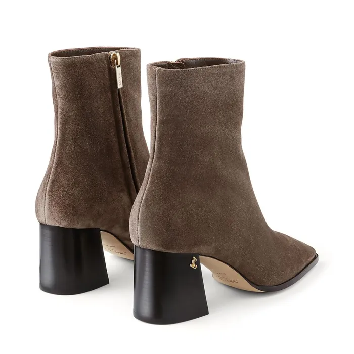 Bryelle 65 Mink Velvet Suede Block Heel Ankle Boots With Jc Emblem Mink Women JIMMY CHOO Boots