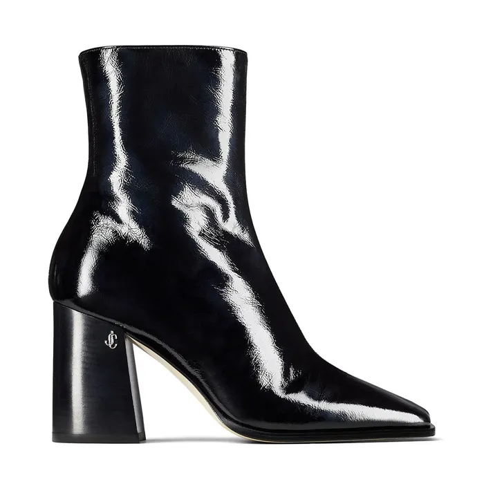 Bryelle 85 Black Naplack Block Heel Ankle Boots With Jc Emblem Black Women JIMMY CHOO Boots Bryelle 85 Black Naplack Block Heel Ankle Boots With Jc Emblem Black Women JIMMY CHOO Boots