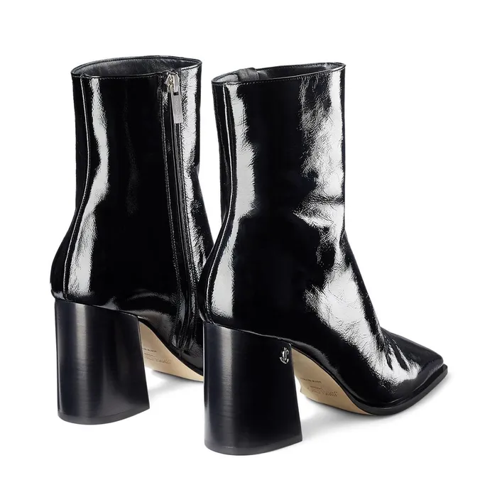 Bryelle 85 Black Naplack Block Heel Ankle Boots With Jc Emblem Black Women JIMMY CHOO Boots