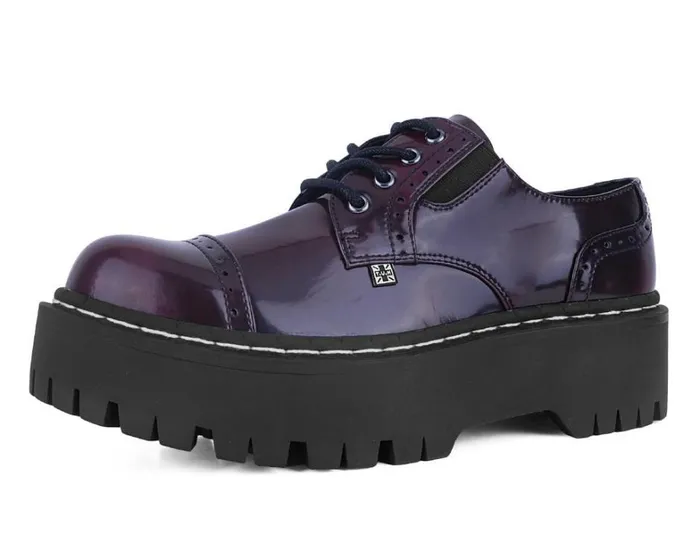 Burgundy RubOff Double Decker Brogue Men TUK Shoes Vegan