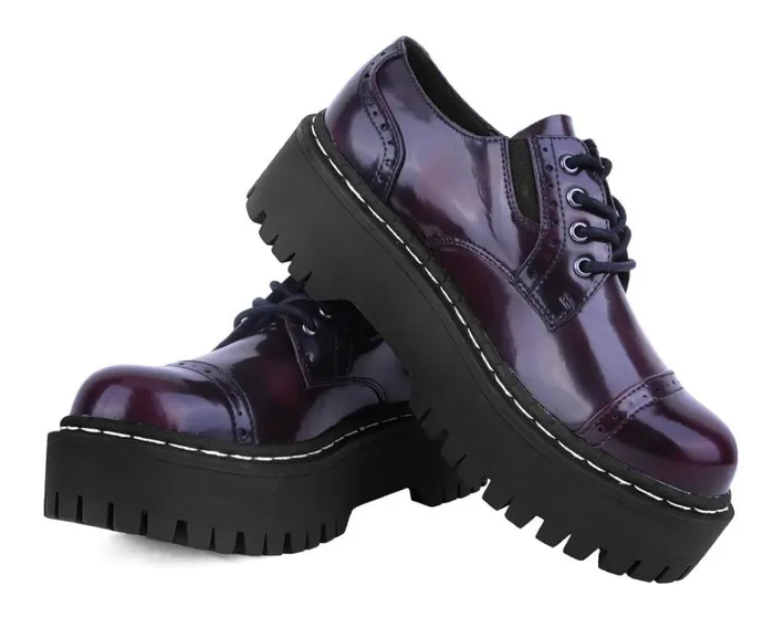 Burgundy RubOff Double Decker Brogue Men TUK Shoes Vegan Burgundy RubOff Double Decker Brogue Men TUK Shoes Vegan
