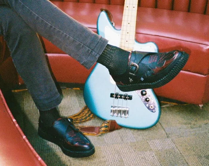 Burgundy RubOff Western Pointed Creeper Men TUK Shoes Vegan Burgundy RubOff Western Pointed Creeper Men TUK Shoes Vegan