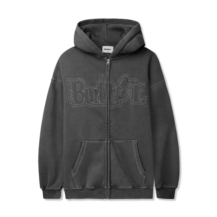 Butter Goods Breakdown ZipThru Hood Washed Black Men Fleece