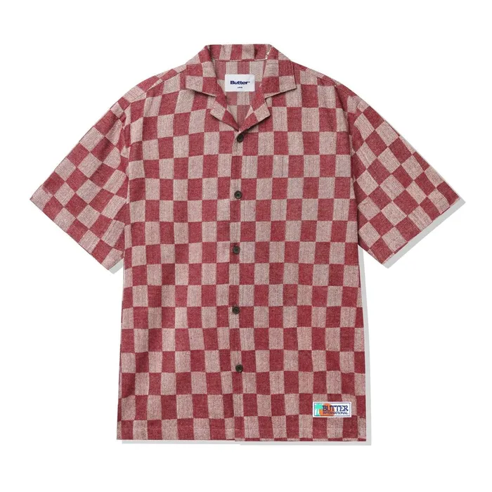 Butter Goods Checker Vacation SS Shirt Burgundy Men Shirts